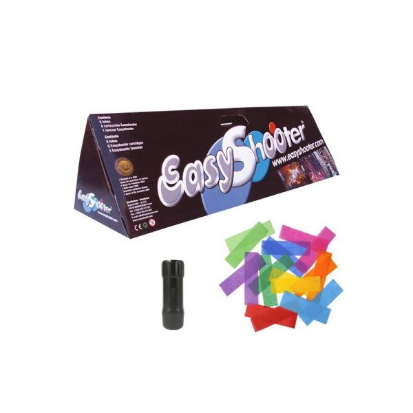 COFFRET EASYSHOOTER 5 TIRS CONFETTIS MULTICOLORE LANCEUR DELUXE